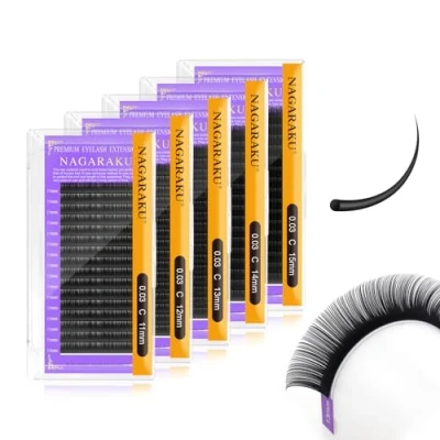 Abbildung von NAGARAKU 5 Kartons Einzelwimpern 1:1 Individuelle Wimpern Volumenwimpern Klassische Wimpernverlängerung Weiche Natürliche 1 zu Mattschwarz 16 Row High Capacity (0.03mm C 11/12/13/14/15mm)