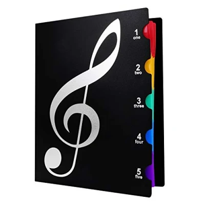 Abbildung von Projektmappe A4 Notenmappe Musik Ordnungsmappe 20 Fächer Notenblätter Mappe Mit Gummizug Sammelmappe Plastik Ringordner Wasserdichtes Ringbuch Personalhefter für Schule Büro Kunst Business
