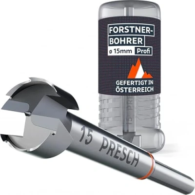 Abbildung von Presch Forstnerbohrer Ø 15mm Extrem scharfer, langlebiger Astlochbohrer Hochpräzise Zentrierspitze für perfekten Rundlauf Zuverlässige Leistung dank optimierter Standzeit