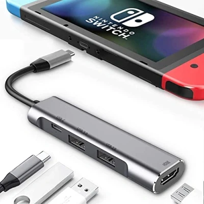 Abbildung von RREAKA USB Typ C auf HDMI Digital AV Multiport Hub, 3.0 Adapter PD Ladegerät für Nintendo Switch, tragbares 4K Dock Samsung Dex Station S21/S20/Note20/TabS7 Travel TV Dockingstation