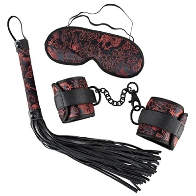 Abbildung von 3 teiliges Bondage Set aus Satin mit Muster