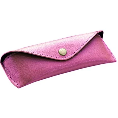 Abbildung von ALASSIO 2684 Brillen Etui aus echtem Leder, für und Sonnenbrillen, Lederetui mit Klappverschluss einem Druckknopfverschluss Metall, Ledercase, klein, rosa, ca. 16 x 5,5 3 cm