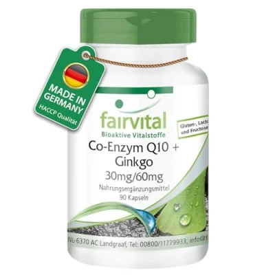 Abbildung von Fairvital Coenzym Q10 + Ginkgo Biloba Extrakt 90 Kapseln HOCHDOSIERT CoQ10 Ubichinon VEGAN