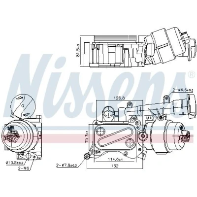 Abbildung von NISSENS 91346 Ölkühler mit Ölfiltergehäuse Filter FIAT: Doblo I Cargo, LANCIA: Musa