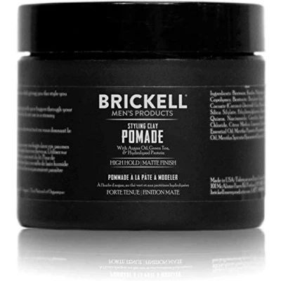 Abbildung von Brickell Men&#039;s Styling Clay Pomade Natürlich und organisch Schmiere für einen starken Halt den ganzen Tag Matte Männer Haarstyling 59 ml Parfümiert