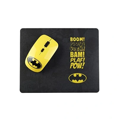 Abbildung von WONDEE Batman Set Kabellose Maus und Mauspad mit coolem Design Offizielle Produkte