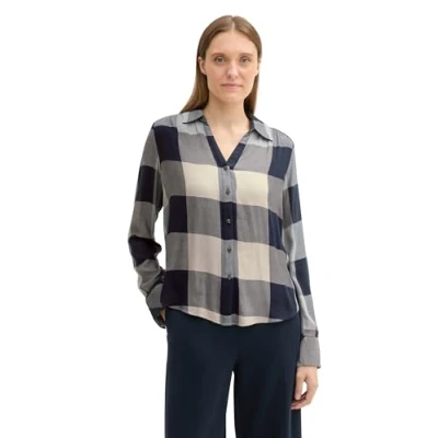 Abbildung von TOM Tailor Karierte Hemdbluse, Damen, Größe: 42, Blue check design