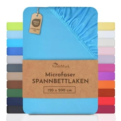 Abbildung von NatureMark Mikrofaser SPANNBETTLAKEN zum Sparpreis! viele Größen und Farben Markenware (120x200 cm, türkis)