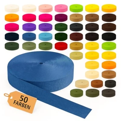 Abbildung von KBBB Gurtband 2m oder 5m lang 50 Farben Breiten: 10mm 15mm 20mm 25mm 30mm 40mm 50mm Polypropylen