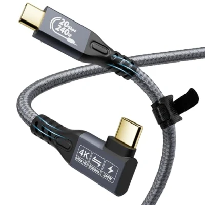Abbildung von YIWENTEC USB C Cable to 3.2 Male Gen2 X2 Type Charging Cable, 20Gbps Data Transfer, 240W 48V/5A Fast 4K@60Hz Video Transfer (Angle, 3m)