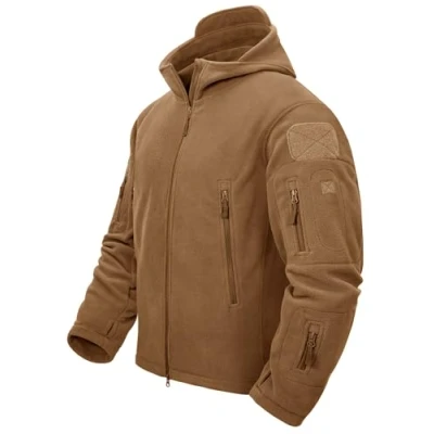Abbildung von TACVASEN Herren Fleecejacke Military Outdoor Winddichte Jacke mit Kapuze Gr. XL, Sand