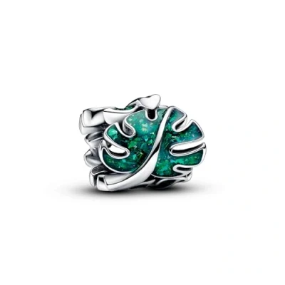 Abbildung von PANDORA Moments Grüne Monstera Blätter Charm aus Sterling Silber, Kompatibel Armbändern, 793332C01