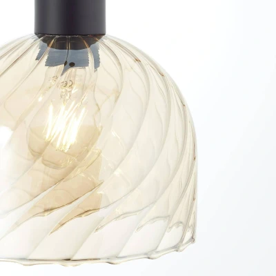Abbildung von Brilliant Pendelleuchte »Casto«, 1 flammig, Leuchtmittel E27 ohne Leuchtmittel, 150 x 19 cm, E27, kürzbar, Glas, bernsteinfarben