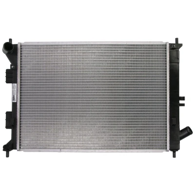 Abbildung von VALEO 733243 Kühler, Motorkühlung Aluminium 552 398 16 ohne Kühlmittelregler, Kappe Kühlrippen gelötet HYUNDAI: i30 II Coupe