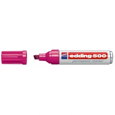 Abbildung von edding 500 Permanentmarker pink 1 Stift Keil Spitze 2 7 mm wasserfest, schnell trocknend wischfest für Karton, Kunststoff, Holz, Metall, Glas