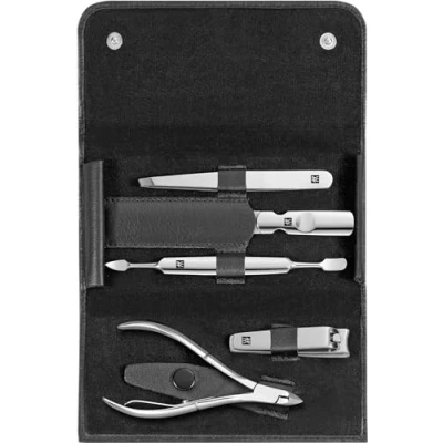 Abbildung von ZWILLING Maniküre Set 5 teilig mit Rindleder Etui, Professionelle Pflege für Hände und Füße, Schwarz