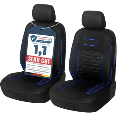 Abbildung von Upgrade4cars Auto Sitzbezüge Vordersitze Blau Schwarz Sitzbezug Set Universal Schonbezüge für Fahrersitz &amp; Beifahrer