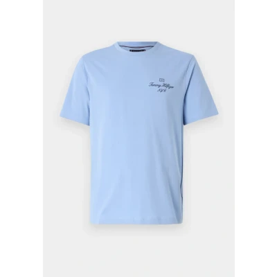 Abbildung von Tommy Hilfiger Outline FLAG Script TEE Unisex Tshirt print, Größe: XXL, Cloudy blue