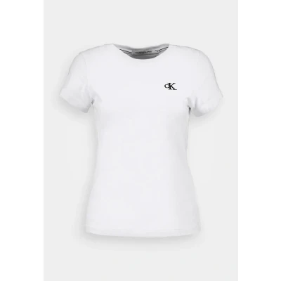 Abbildung von Calvin Klein Jeans Embroidery SLIM TEE Tshirt basic, Damen, Größe: XL, Bright white