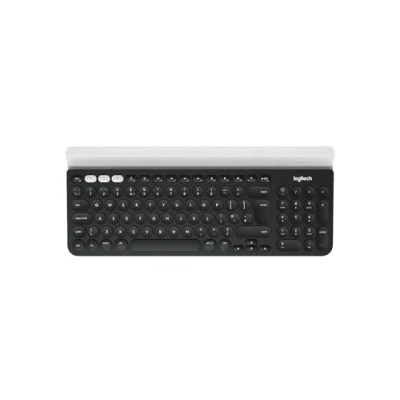 Abbildung von Logitech K780 Kabellose Tastatur, Bluetooth &amp; 2.4 GHz Verbindung, Multi Device Easy Switch Feature, Integrierte Halterung, PC/Mac/Tablet/Smartphone, Schweizer QWERTZ Layout Dunkelgrau/Weiß