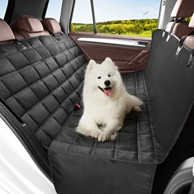 Abbildung von Hundedecke Auto Rückbank 4 in 1, 100% Wasserdicht, Rücksitz mit Seitenschutz, Hundesitz für PKWs, LKWs, und SUVs, Kratzfeste rutschfeste Autoschondecke