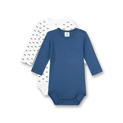Abbildung von Sanetta Body Langarm (Doppelpack) Weiß und Blau Hochwertiger nachhaltiger für Jungen aus Bio Baumwolle. Inhalt: 2er Set Baby 074
