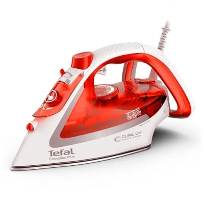 Abbildung von Tefal FV5738 Easygliss Plus Dampfbügeleisen 2800 W 45 g/Min. automatische Dampfmengenregulierung 230 Dampfstoß 3 Dampfzonen Vertikaldampf Orangerot/Weiß/Silber