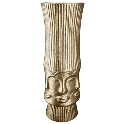 Abbildung von GILDE Vase Blumenvase aus Aluminium Deko Wohnzimmer Geschenk für Frauen Geburtstag Muttertag Farbe: Gold Höhe 35 cm