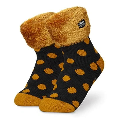 Abbildung von CityComfort Kuschelsocken Damen, Dicke Socken Rutschfeste Haussocken Damen (Gelbe Punkte)