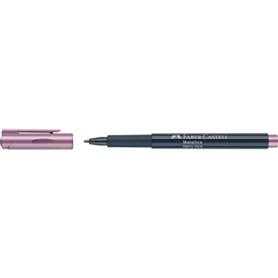 Abbildung von FABER CASTELL 160790 Metallics Marker mit Faserspitze, 1,5 mm Strichstärke, für viele Oberflächen geeignet, Metalliceffekt Berry Nice in lila