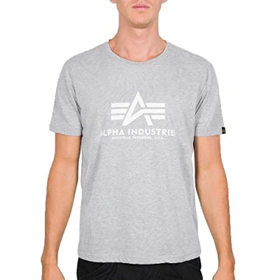 Abbildung von Alpha Industries Basic Tshirt print, Größe: Large, Grey heather/white