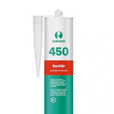 Abbildung von RAMSAUER 450 Sanitär 1K Silikon (Anthrazit MATT) 310ml Kartusche, ideal für Feuchträume &amp; Nassbereiche, Lebensmittelbereich, leicht verarbeitbar, schnelle Tiefhärtung, optimale Glättbarkeit