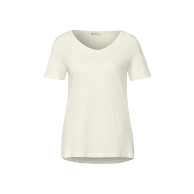 Abbildung von STREET ONE Damen A322897 Basic T Shirt in Unifarbe, Off White, 40