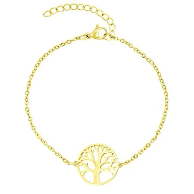 Abbildung von Nuoli® Lebensbaum Armband Damen Gold (15 + 5cm verstellbar) Baum des Lebens Frauen