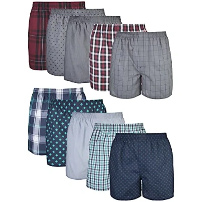 Abbildung von Gildan Herren Woven Shorts, Multipack Boxershorts, Mixed Red/Blue Assorted (10 pack), L EU