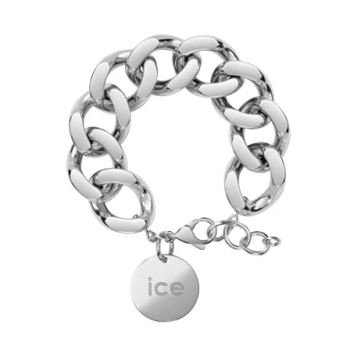 Abbildung von ICE Jewellery Chain Bracelet Silver Kettenarmband mit XL Maschen für Frauen, geschlossen einer goldenen Medaille (021304)