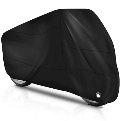 Abbildung von Brencco Motorrad Abdeckplane, wasserdichte und UV Beständige Abdeckplane für den Außenbereich, Motorradabdeckung aus 210D Polyester, 245 * 105 125cm