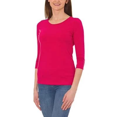 Abbildung von Alkato Damen Shirt 3/4 Arm mit Rundhals, Farbe: Amarant, Größe: S
