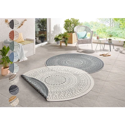 Abbildung von NORTHRUGS Teppich »Porto Wendeteppich«, rund, 5 mm Höhe, In &amp; Outdoor, Wetterfest, Balkon, Garten, Wohnzimmer, Wasserfest