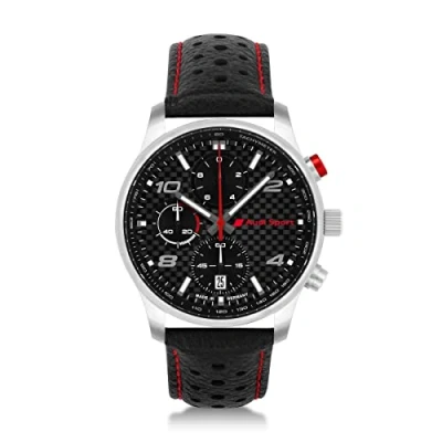 Abbildung von Audi Collection 3102200600 Chronograph Carbon Sport Armbanduhr Leder Uhr Herren, schwarz/Silber/rot