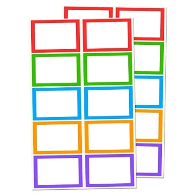 Abbildung von 250 Stück, Bunt Namensschilder Aufkleber Etiketten 75 x 50 mm, 5 Farben
