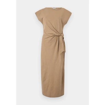 Abbildung von Tommy Hilfiger KNOT BOAT MIDI Dress Jerseykleid, Damen, Größe: XS, Safari canvas