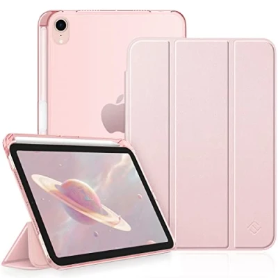 Abbildung von Fintie Hülle für iPad Mini 7 (A17 Pro) 2024 / 6. Generation 2021 8.3 Zoll mit Pencil Halter, Ultradünn Leichte Schutzhülle transparenter Rückseite Abdeckung, Auto Schlaf/Weck, Roségold