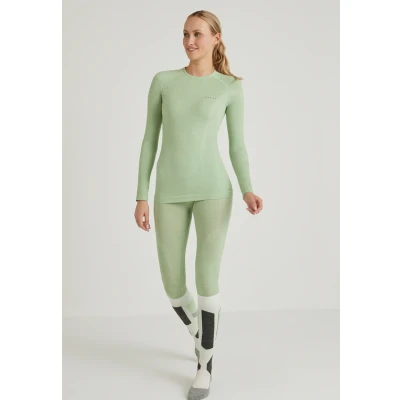 Abbildung von FALKE Damen Baselayer Shirt Wool Tech Round Neck W L/s Sh Wolle Funktionsmaterial schnelltrocknend 1 Stück, Grün Quiet Green 7378, XS