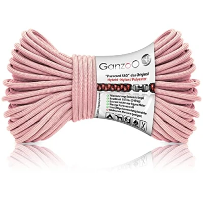 Abbildung von Ganzoo Paracord 550 Seil alt rosa, 4mm, Typ 3, Nylon Polyester, Hybrid, Armband, Hunde Leine, Halsband knüpfen, ca. 250kg Bruchlast, Outdoor Rope, Camping Schnur, Allzweckseil, 30 Meter