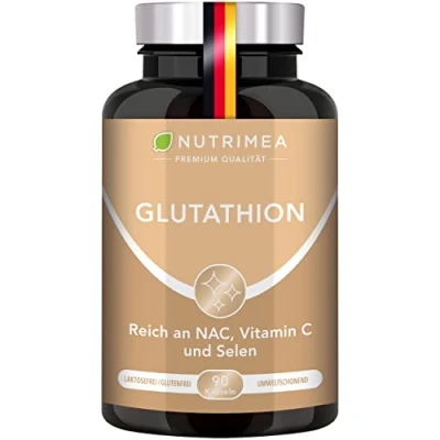 Abbildung von L GLUTATHION reduziert zu 98% mit NAC + Vorläufern Vitamin C Tripeptid: Glutaminsäure, Cystein, Glycin 90 Kapseln Hochdosiert