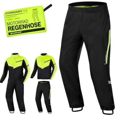 Abbildung von SHIMA HYDRODRY 2.0 Motorrad Regenbekleidung Hose Wasserdicht Reflektierend Damen Herren Set für Regenkombi Waterproof Regenschutz Atmungsaktiv Motorradkombi (Hosen Unisex, Fluo, 4XL)