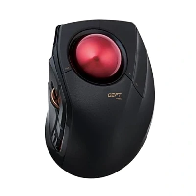 Abbildung von ELECOM DEFT PRO Trackball Maus, kabelgebunden, kabellos, Bluetooth 3 Typen Verbindung, ergonomisches Design, 8 Tasten Funktion, roter Ball, Windows11, MacOS (M DPT1MRXBK)