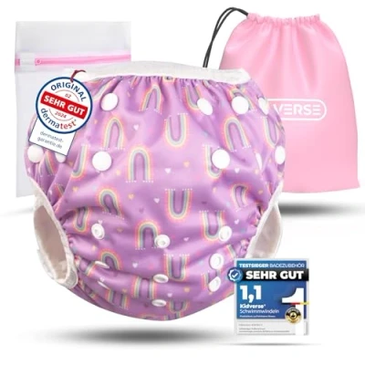 Abbildung von KIDVERSE Schwimmwindel Baby 0 3 Jahre Hautfreundliche Schwimmwindeln wiederverwendbar &amp; saugstark inklusive Tragetasche Wäschenetz Größenverstellbare