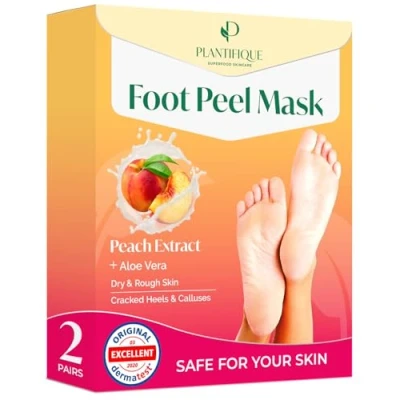 Abbildung von Plantifique Fußmaske Hornhaut Socken Fussmaske Pfirsich 2 Paar Hornhautentferner Extreme entfernen fuß Foot Peel Mask Fußpeeling Anti